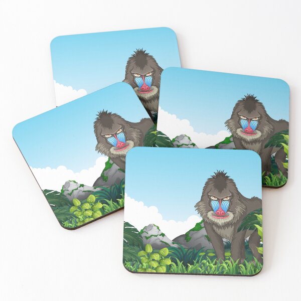 Item preview, Mandrill Baboon in the forest. designed and sold by Kanchan1987.