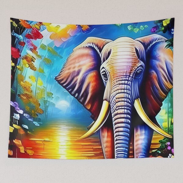 Aperçu de l'œuvre Éléphant aux couleurs vives créée et vendue par Nitram1990.