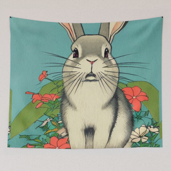 Item preview, Cute Floral Grey Rabbit Bunny Year of the Rabbit Chinese New Year designed and sold by wigobun.