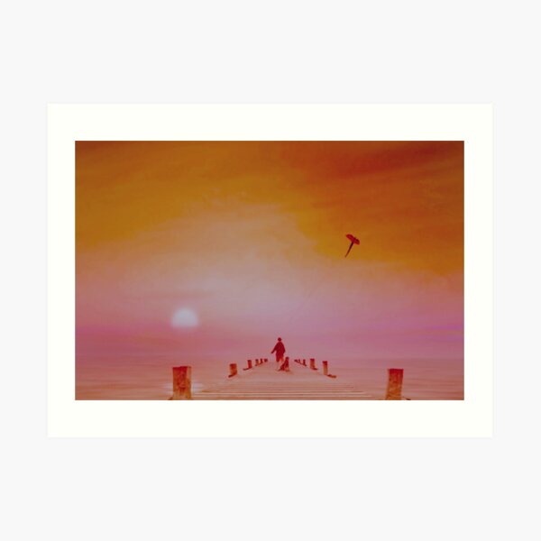 Boy with kite and dog Art Print