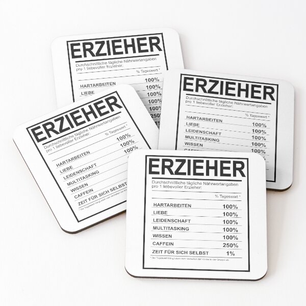Item preview, Erzieher - Durchschnittliche tägliche Nährwertangaben pro 1 liebevoller Erzieher designed and sold by One2Bee Design.