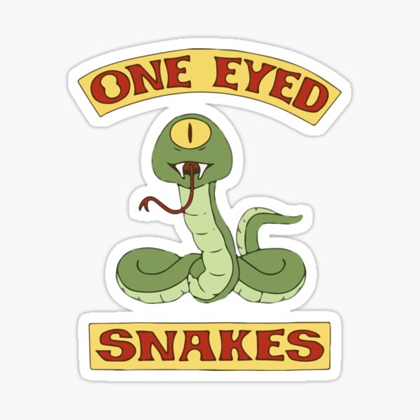 Vista previa del artículo con la obra «Logotipo de la banda de motociclistas One Eyed Snakes», diseñado y vendido por ThatsWhaTeeSaid.