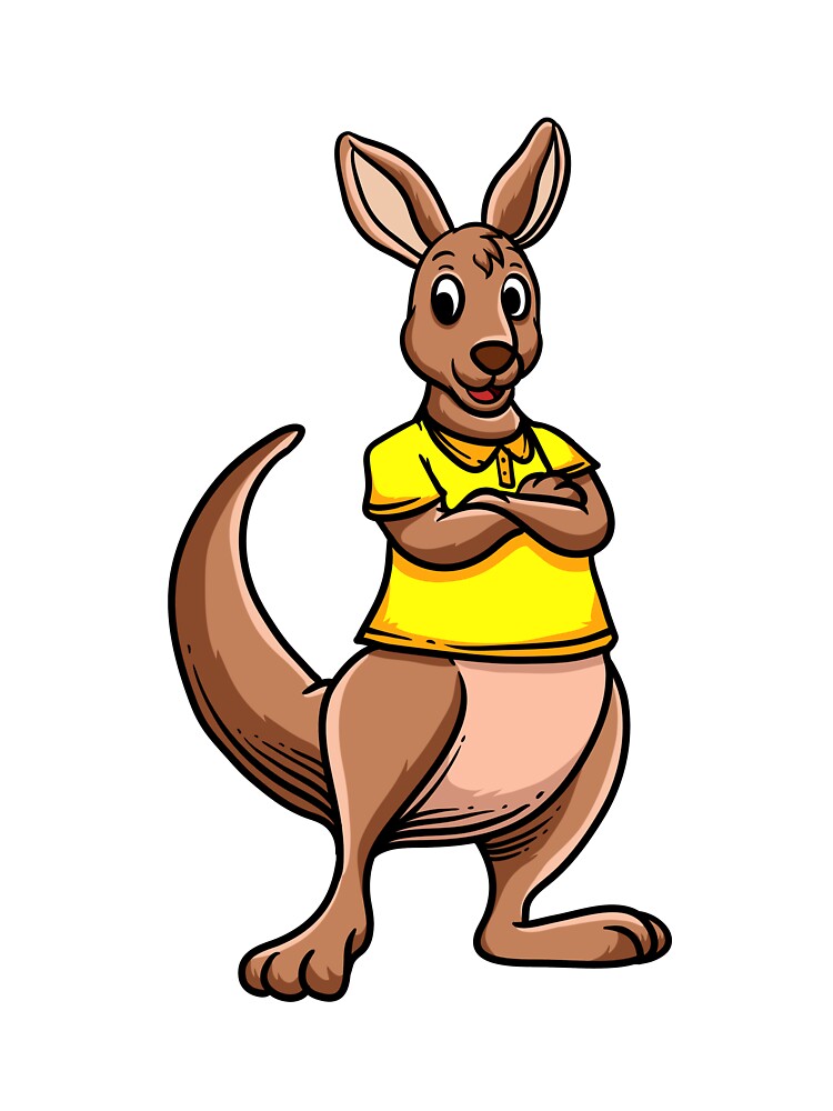 Cute Anthropomorphic Human-like Cartoon Character Kangaroo in Clothes Cute Anthropomorphic Human-like Cartoon Character Kangaroo in Clothes