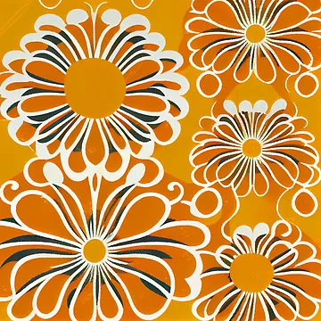 Imagen de la obra Exotic Orange Anime Scandinavian Pattern Digital Painting de CodeAndColors