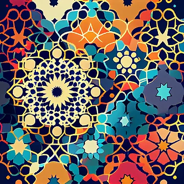 Imagen de la obra Cute Brilliant Explosive Moroccan Pattern Digital Painting de CodeAndColors