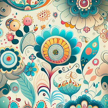 Imagen de la obra Enchanted Cartoon White Bohemian Pattern Digital Painting de CodeAndColors