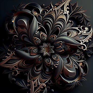 Imagen de la obra Dark Three Dimensional Brilliant European Pattern Digital Painting de CodeAndColors