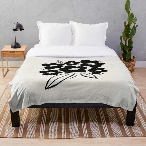 Aperçu de l'œuvre Bouquet floral abstrait en noir et blanc - Art bohème moderne créée et vendue par BohomadicStudio.
