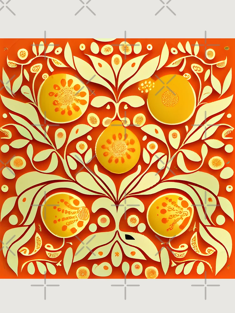 Thumbnail 6 von 6, Premium Oversized Pullover, Exotic Orange Anime Scandinavian Pattern Digital Painting designt und verkauft von CodeAndColors.