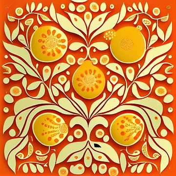 Vorschaubild zum Design Exotic Orange Anime Scandinavian Pattern Digital Painting von CodeAndColors