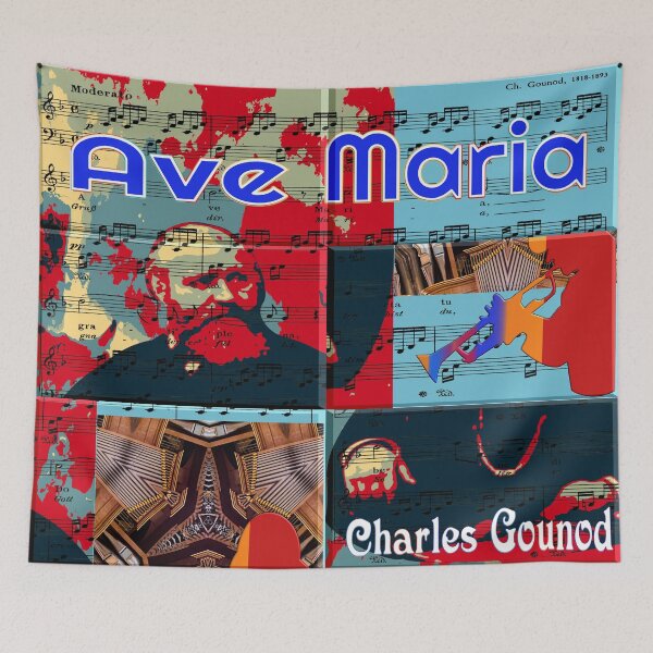 Item preview, ATTRACTIVE PORTRAIT OF CHARLES GOUNOD - MUSICIAN COMPOSER - VIRTUAL CONCERT ORGAN TRUMPET DUO - FUNNY MUSIC SCORE AVE MARIA PATCHWORK PATTERN - GREAT GIFT FOR ORGANISTS AND TRUMPETERS designed and sold by Ralek.