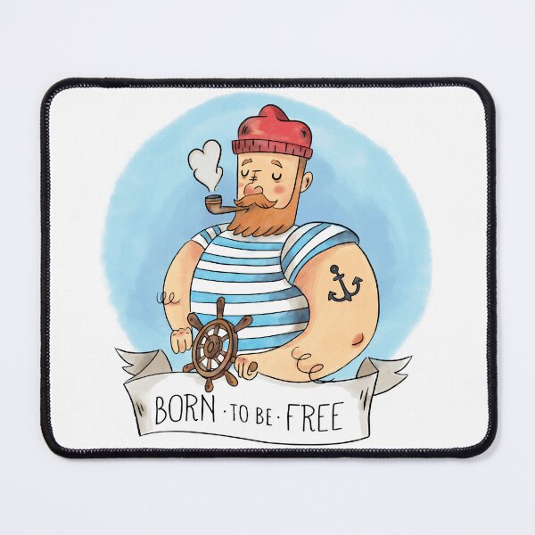 Item preview, Cute Sailor Man With Pipe Rudder And Ribbon With Quote designed and sold by berlamo.