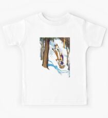 calvin and hobbes happy snow Kids Tee