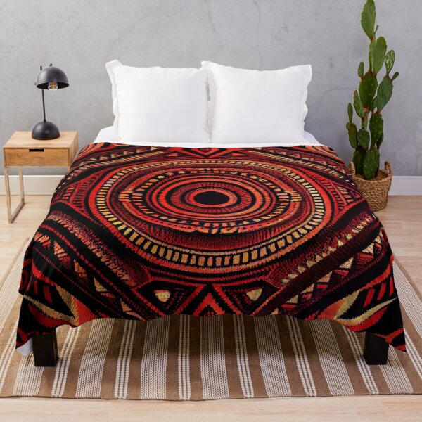 Item preview, Red African Pattern Digital Painting designed and sold by CodeAndColors.
