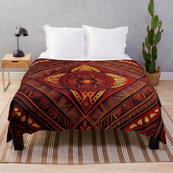 Item preview, Red African Pattern Digital Painting designed and sold by CodeAndColors.