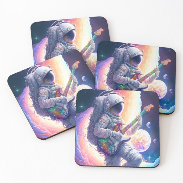 Item preview, Astronaut Guitarist, Rainbow Galaxy, Psychedelic Astronaut,  designed and sold by MANGA Crusade.