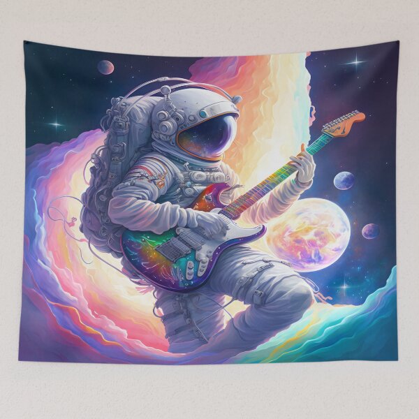 Item preview, Astronaut Guitarist, Rainbow Galaxy, Psychedelic Astronaut,  designed and sold by MANGA Crusade.