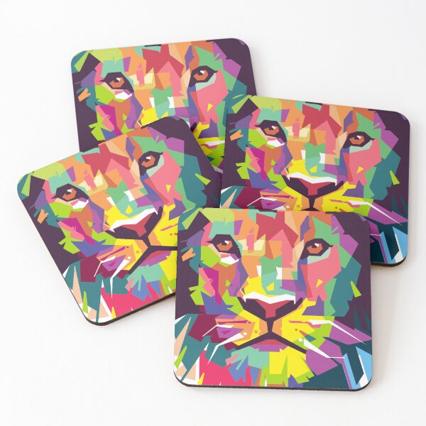 Item preview, lion wpap, male lion colorful geometric pop art designed and sold by berlamo.