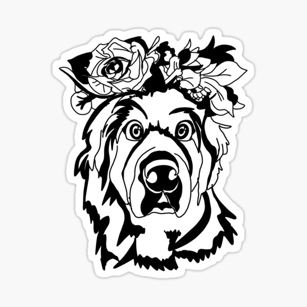 Newfoundland Flower Dog Sticker