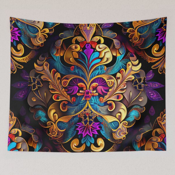 Item preview, Soft Bejeweled Exotic New Traditional Pattern Digital Painting designed and sold by CodeAndColors.