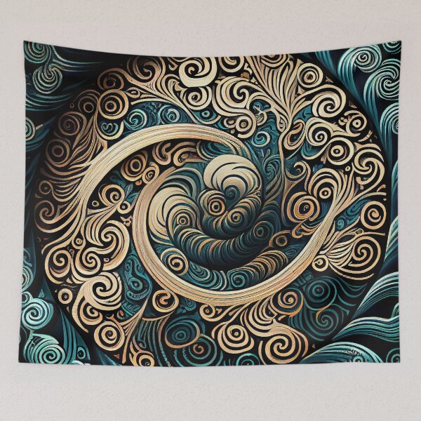 Item preview, Swirling Asian Pattern Digital Painting designed and sold by CodeAndColors.