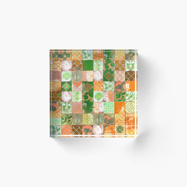 Artikelvorschau, Delicate Mosiac Orange Green Fine English Countrys Digital Painting entworfen und verkauft von CodeAndColors.
