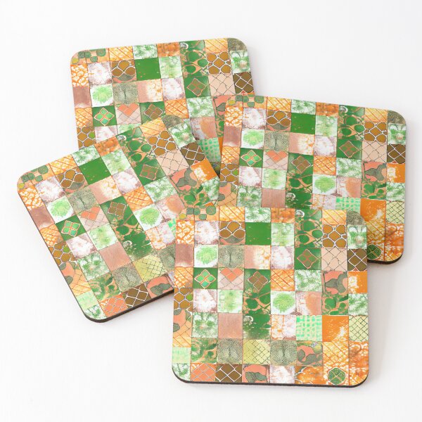 Item preview, Delicate Mosiac Orange Green Fine English Countrys Digital Painting designed and sold by CodeAndColors.