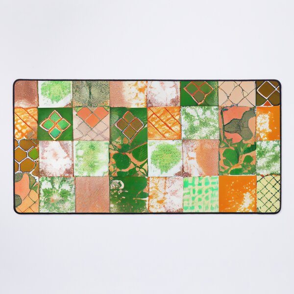 Item preview, Delicate Mosiac Orange Green Fine English Countrys Digital Painting designed and sold by CodeAndColors.