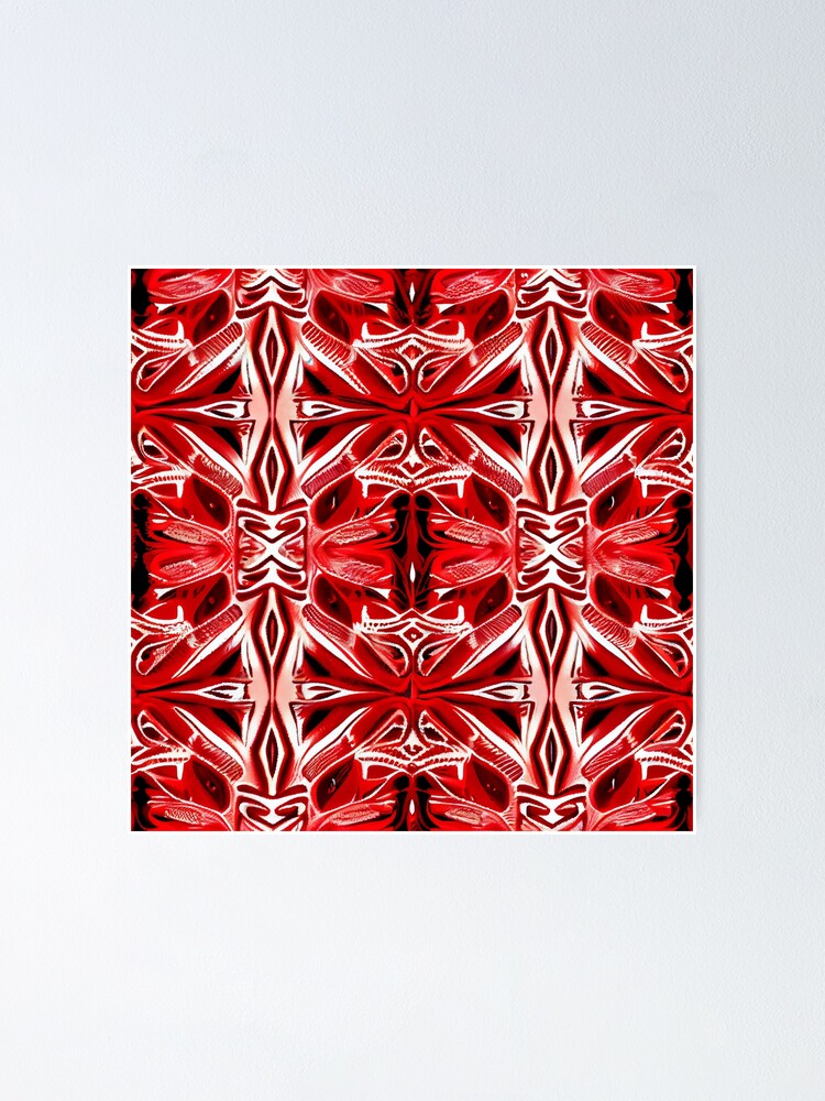 Imagen 1 de 3, Póster con la obra Red Pale Bright Pacific Islander Pattern Digital Painting, diseñada y vendida por CodeAndColors.