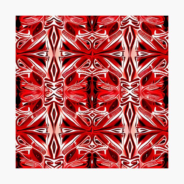Artikelvorschau, Red Pale Bright Pacific Islander Pattern Digital Painting entworfen und verkauft von CodeAndColors.