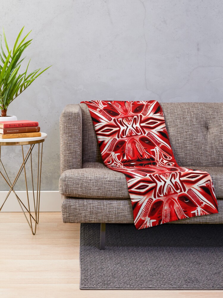 Imagen 2 de 6, Manta con la obra Red Pale Bright Pacific Islander Pattern Digital Painting, diseñada y vendida por CodeAndColors.