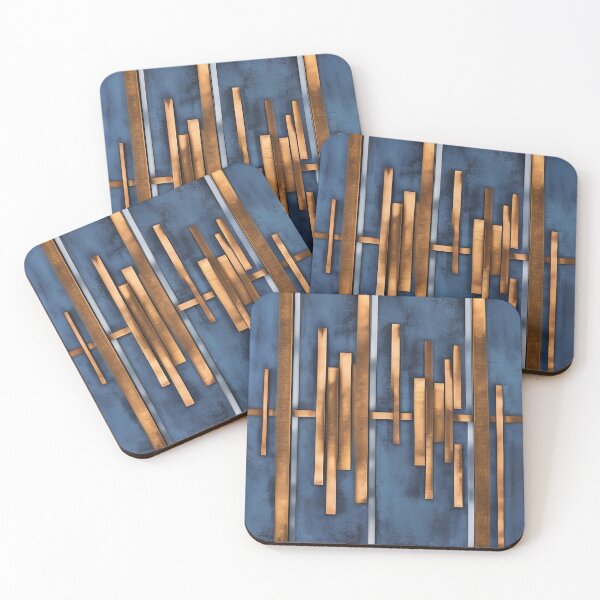 Item preview, Art Deco Geometric Blue and Copper designed and sold by meggydesigns.