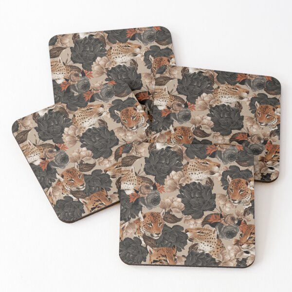 Item preview, LEOPARD AND FLORAL NIGHT PATTERN designed and sold by Burcu Korkmazyurek.