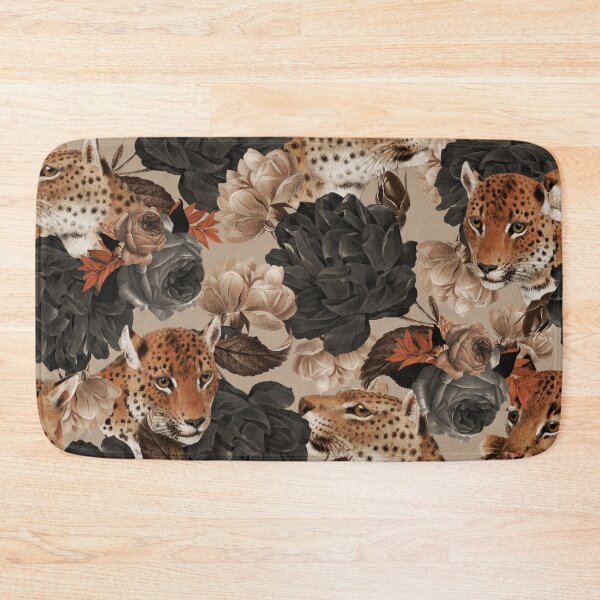 Item preview, LEOPARD AND FLORAL NIGHT PATTERN designed and sold by Burcu Korkmazyurek.
