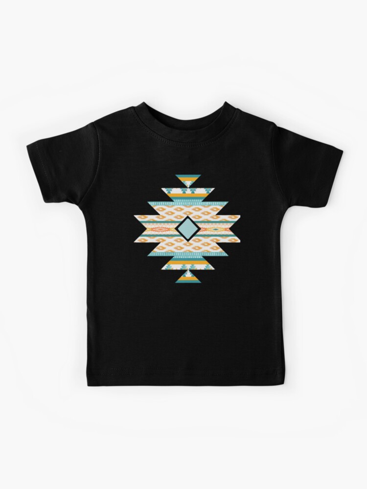 Western Aztec Design In Blues, Orange, and Gold