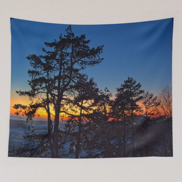 Item preview, Clear sunset behind trees designed and sold by frankuffmann.