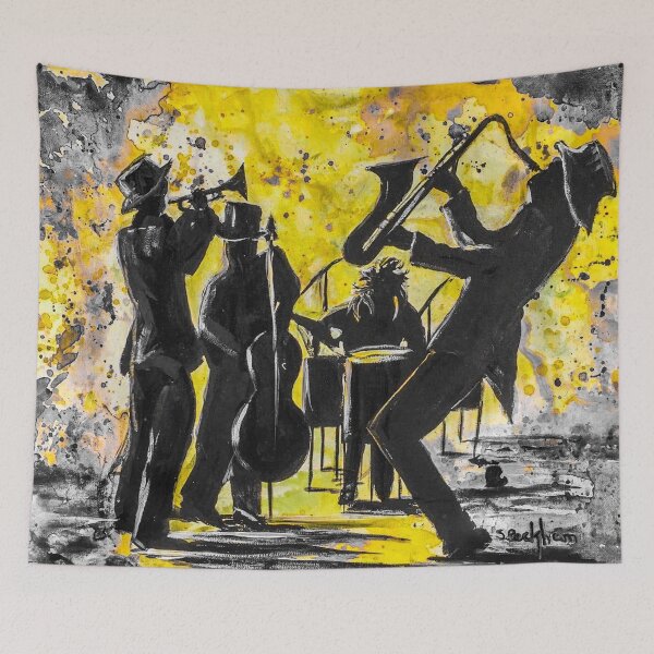 Item preview, Jazz On in Grey and Yellow designed and sold by Sally peckham.