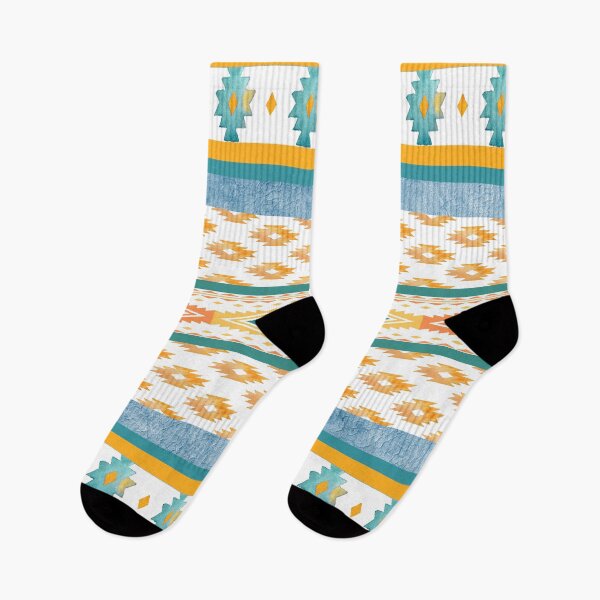 Item preview, Western Tribal Aztec Design In Blues, Orange, and Gold designed and sold by handsoftime2020.