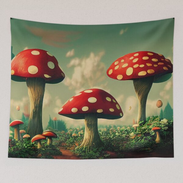 Item preview, Three Large Mushrooms in a Field designed and sold by BySpinny.