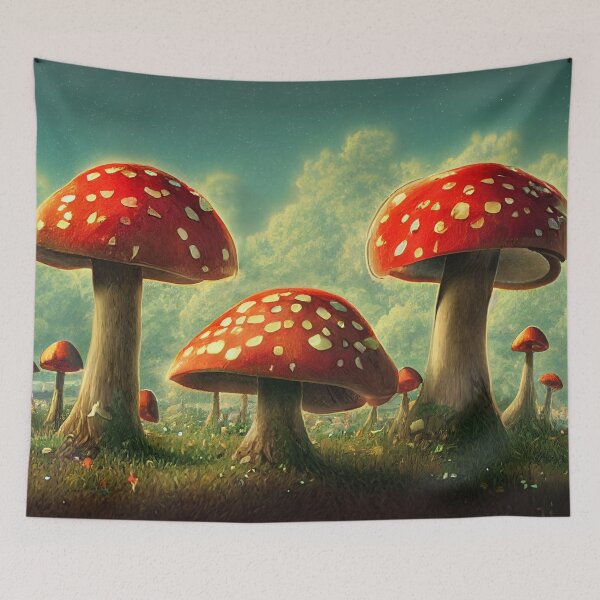 Item preview, Three Large Mushrooms in a Field designed and sold by BySpinny.