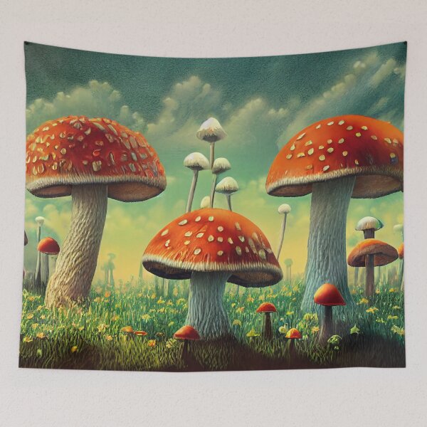 Item preview, Three Large Mushrooms in a Field designed and sold by BySpinny.