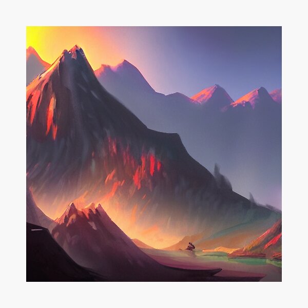 Item preview, Mountain and Sunset Art 2023 designed and sold by cardia1991.