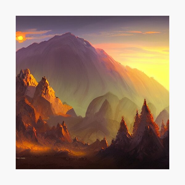 Item preview, Sunset Mountain Landscape Art 2023 (2) designed and sold by cardia1991.