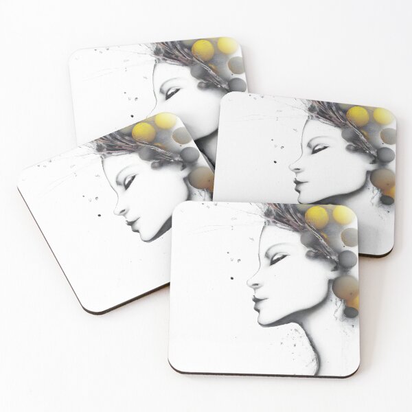 Item preview, Art print profile of a beautiful woman, black and yellow designed and sold by XandoDesign.