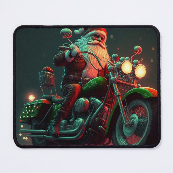 Item preview, Speedy Santa Motorcycle Man Delivering Gifts the Best He Can designed and sold by Vicki Noble Art.