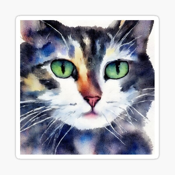 Artikelvorschau, Cat highly detailed watercolor painting entworfen und verkauft von DrawItOnce.