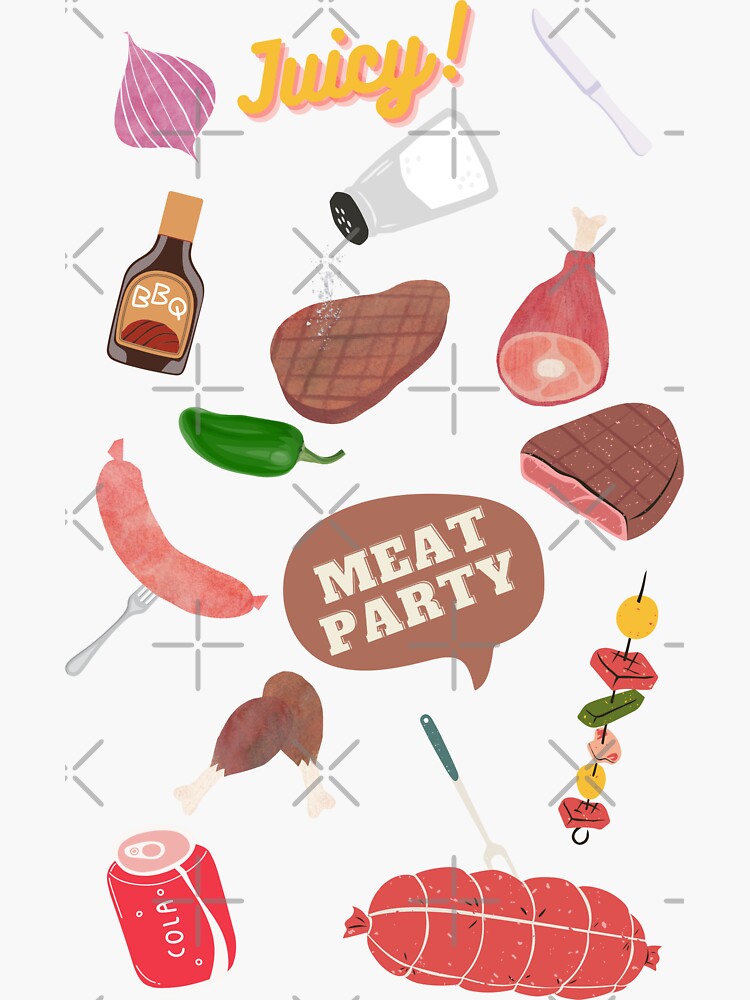 "meat party" Sticker for Sale by UrbanWhale Redbubble