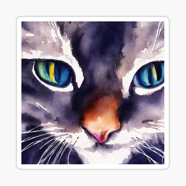 Item preview, Cat highly detailed watercolor painting designed and sold by DrawItOnce.
