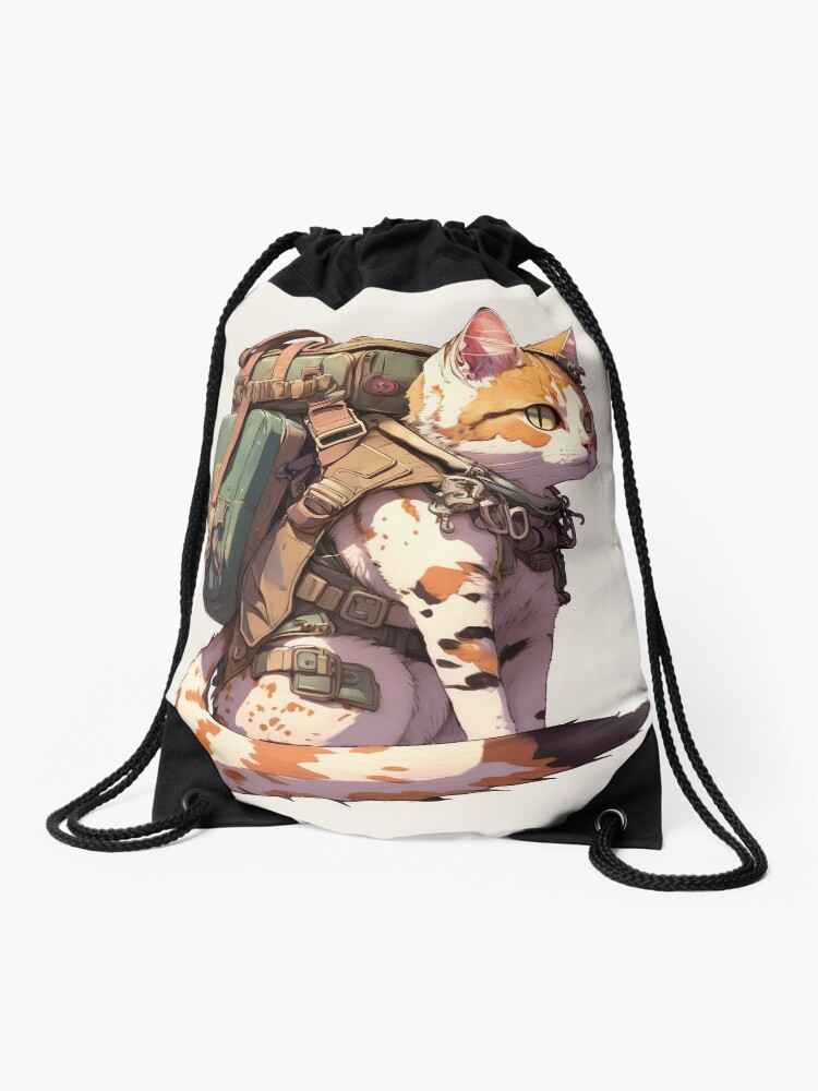 Thumbnail 1 of 3, Drawstring Bag, messenger cat designed and sold by Soma-LUL.