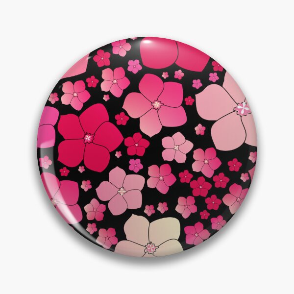Artikelvorschau, Tossed Five-Petal Pink Flowers on Black Half-Drop Repeat 5748 entworfen und verkauft von Art in My Loft.